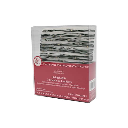 100ct. Warm White LED Bead String Lights on Green Wire by Ashland®